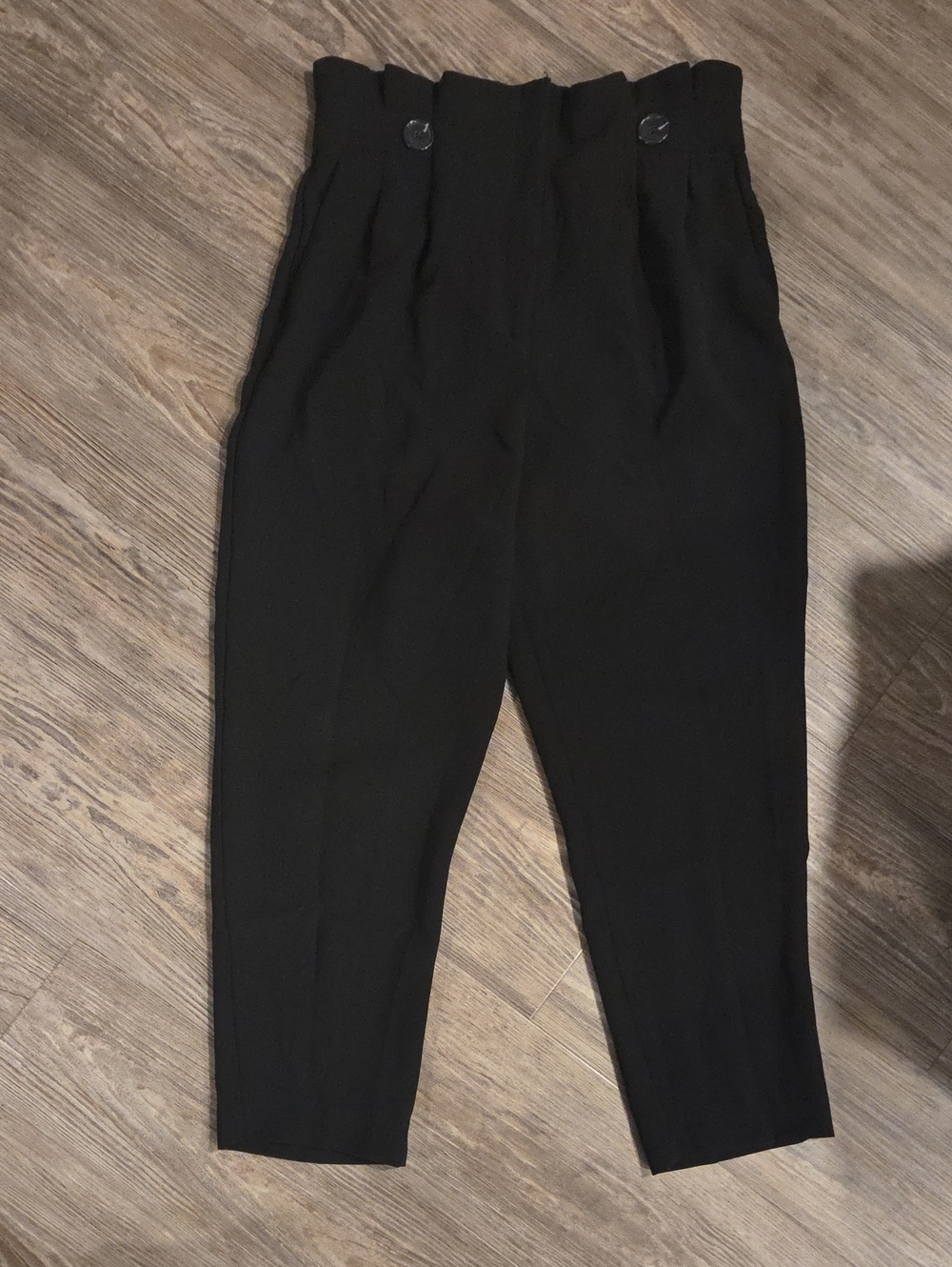 H&M Black High-Waisted Paperbag Trousers